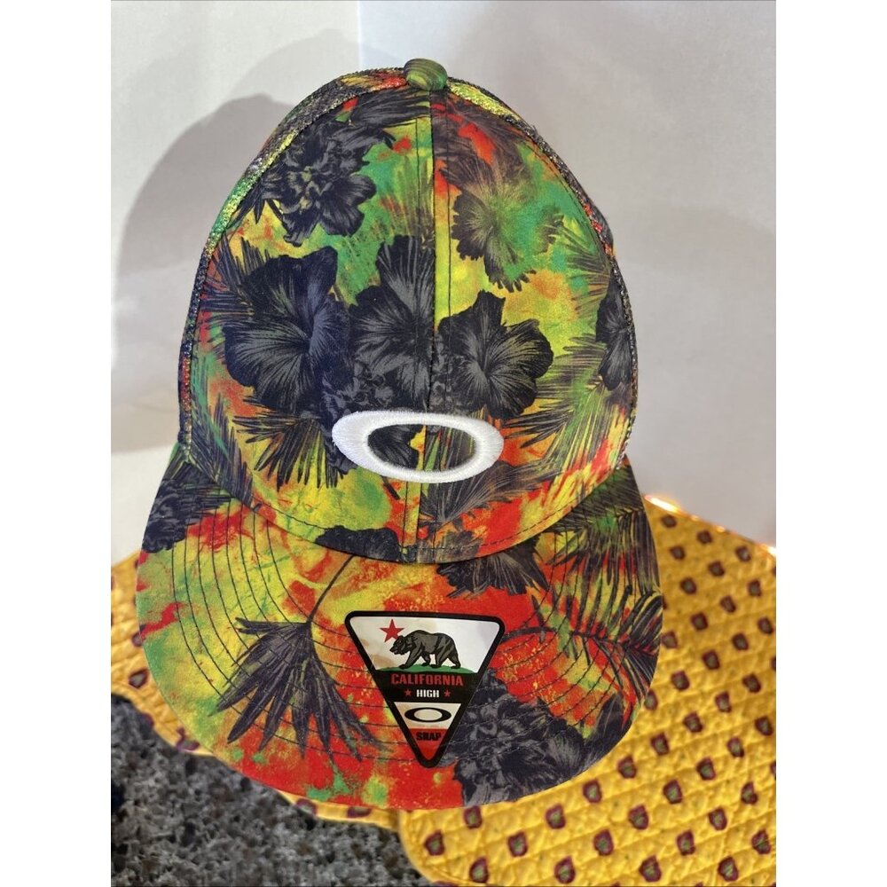 New Oakley Cali High Hawaiian Floral Sublimated Mesh Back Trucker Snapback Hat